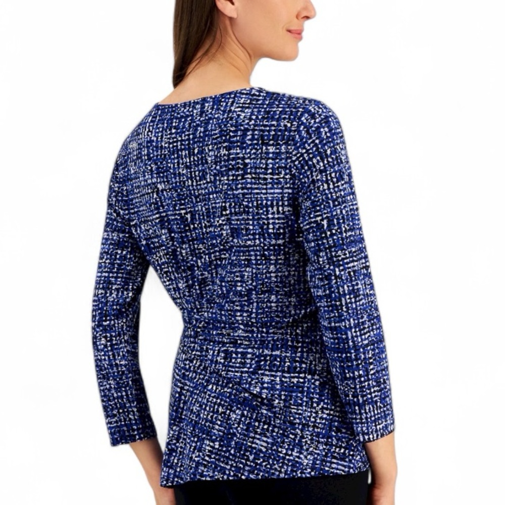 Kasper Plus Size Printed Side-Tie Blouse - Size 2X - Picture 3 of 6